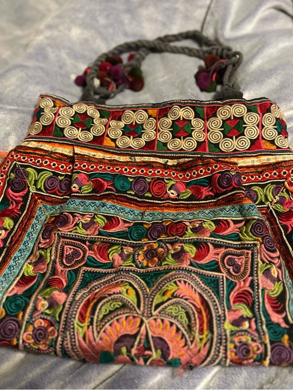 Embroidered Boho Shoulder Bag in Multicolor